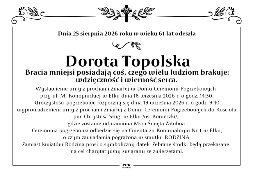 Dorota Topolska - nekrolog